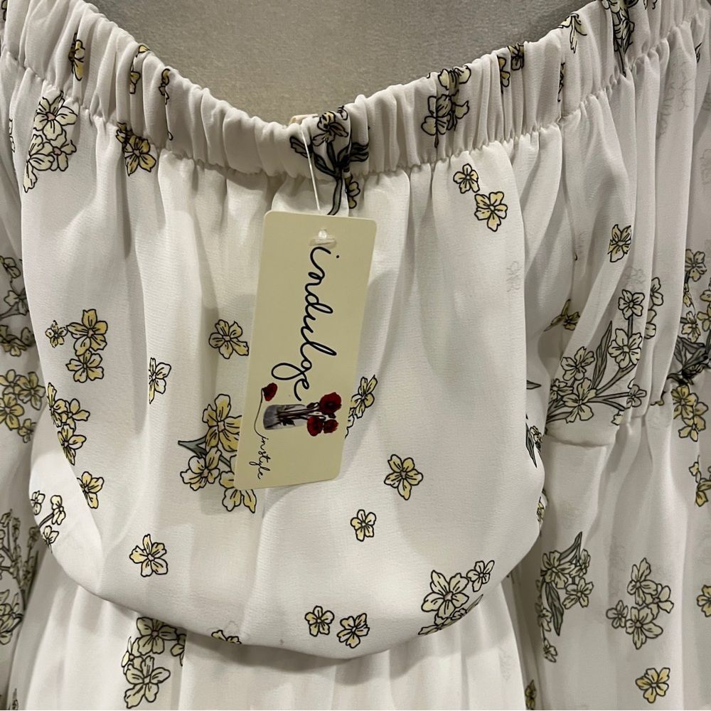 Indulge long‎ sleeve Floral Off-Shoulder mini Dress cottagecore style - Picture 8 of 14